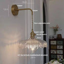 Helnys Amber Vintage LED Glass Wall Light Fixture with Pull Chain Switch