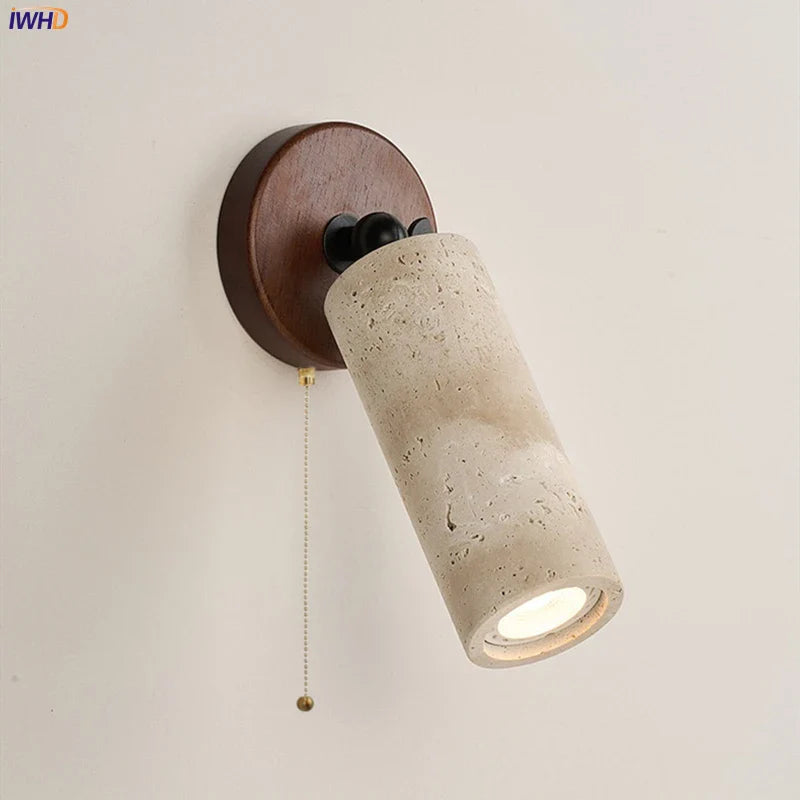 Helnys Modern Nordic LED Wall Light Yellow Travertine Wall Lamp