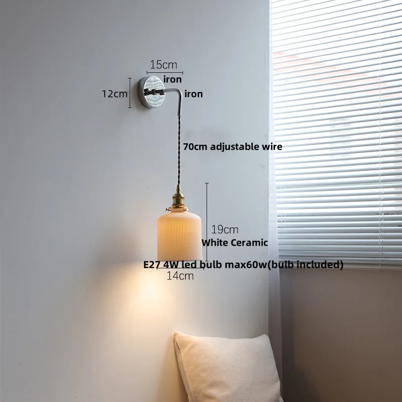 Helnys Nordic White Ceramic LED Wall Sconce Modern Hotel Dining Stair Light