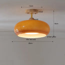 Helnys Glass LED Pendant Light 30W Vintage Wood Hanging Lamp