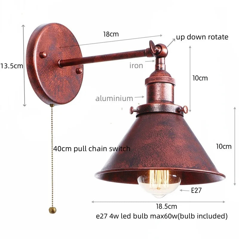 Helnys Industrial LED Wall Lamps for Bathroom Mirror Stair Light Dinning Room Home Decor