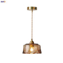 Helnys Amber Glass LED Pendant Light with Adjustable Copper Wire - Loft Style
