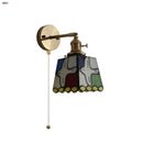 Helnys Tiffany Style Glass Pull Chain Wall Light Rotation Dining Bedroom Fixture