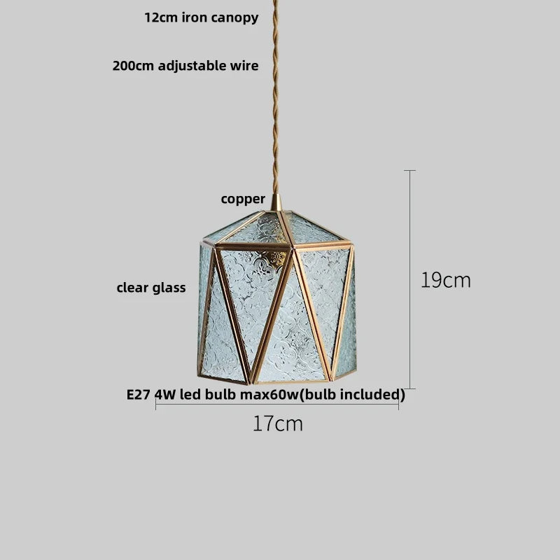 Helnys Blue Glass LED Pendant Light - Nordic Modern Adjustable Hanging Lamp