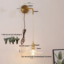 Helnys Copper LED Glass Wall Sconce Pull Chain Switch Adjustable Mirror Light