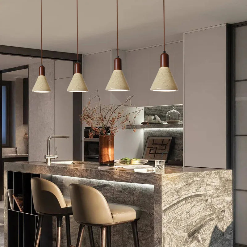 Helnys Yellow Cave Stone LED Hanging Light - Wabi Sabi Nordic Pendant Lamp