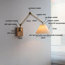 Helnys Nordic LED Wall Light White Umbrella Style Swing Copper Arm Bedside Lamp