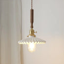 Helnys Ceramic Walnut Wood Pendant Light - White LED Hanging Lamp