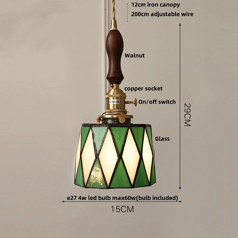 Helnys Blue Glass Wire Adjustable LED Pendant Light - Nordic Modern Hang Lamp