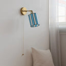 Helnys LED Wall Light: Japan Style, Children's Room Decor, Blue & White Glass, E27 Bulb