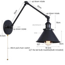 Helnys Industrial Iron LED Wall Lamp with Pull Chain Switch