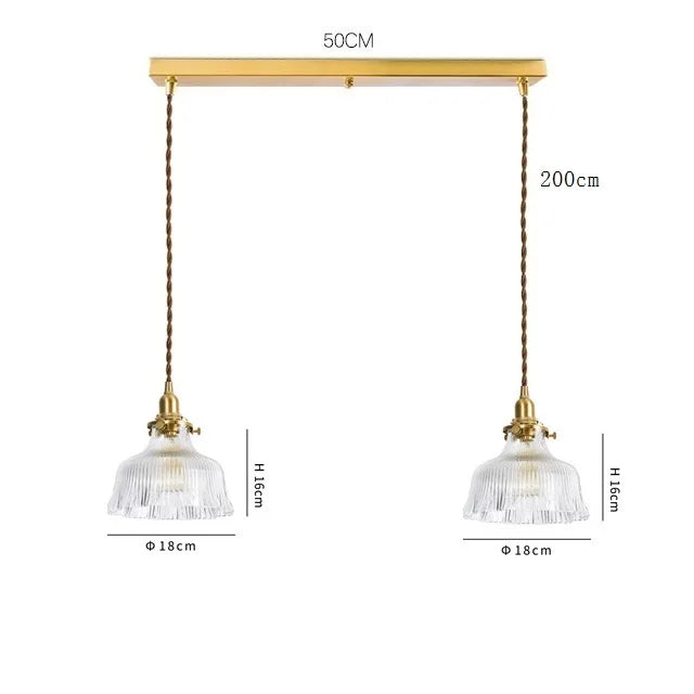 Helnys Clear Glass LED Pendant Light - Copper Nordic Modern Hanging Lamp