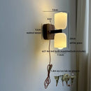 Helnys Nordic LED Wall Sconce White Glass Walnut Wood Stair Light