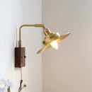 Helnys LED Wall Light Fixture Walnut Wood Copper Bedside Lamp Rotation Dining Room