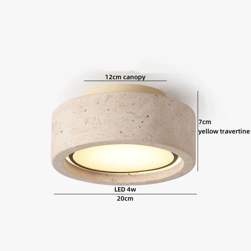Helnys Yellow Travertine LED Ceiling Light Fixture Wood Canopy Modern Nordic Plafonnier