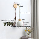 Helnys Modern White Ceramic LED Wall Lamp with Pull Chain Switch