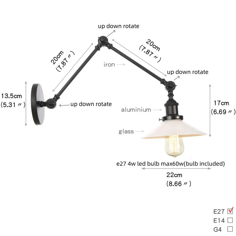 Helnys Swing Arm LED Wall Lights for Home Decor and Bedside Lamp