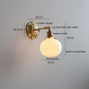 Helnys LED Wall Sconce Switch Wood Bedroom Living Room Copper Arm Wall Light