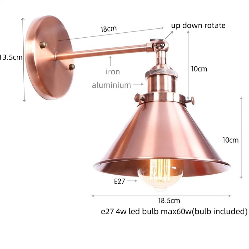 Helnys Industrial LED Wall Lamps for Bathroom Mirror Stair Light Dinning Room Home Decor