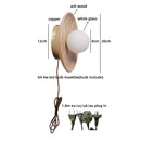 Helnys Wooden Stair LED Wall Light, Ash Wood Glass Ball Luminaria De Parede