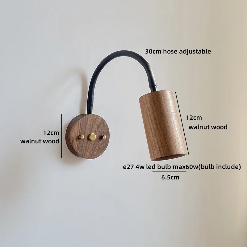 Helnys Wooden Bedside LED Wall Lamp Japan Style Home Decor Fixture