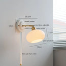 Helnys White Glass LED Wall Lights with Copper Arm Socket for Bedroom & Living Room