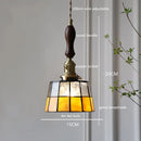 Helnys Vintage Europe Style LED Pendant Light with Wood, Copper, Glass Lampshade