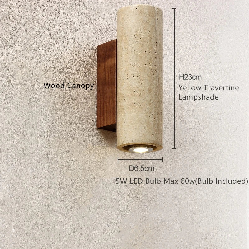 Helnys LED Wall Light Yellow Travertine Stone Living Room Decor Stair Lamp