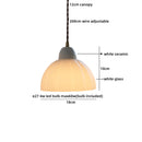 Helnys Ceramic LED Pendant Lamp with Wood Handle and Copper Socket
