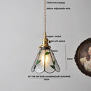 Helnys Tiffany Style Glass LED Pendant Lamp with Copper Socket & Colorful Design
