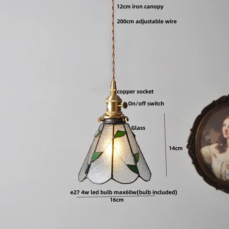 Helnys Brass Vintage LED Pendant Light Fixture Walnut Wood Glass Dining Room Lamp
