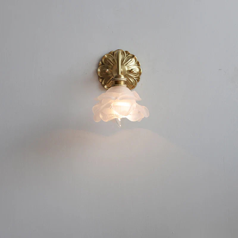 Helnys Copper Frosted Glass LED Wall Light Switch Indoor Lamp for Home Decor