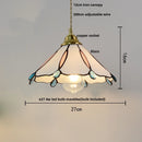 Helnys Tiffany Glass Pendant Lights Vintage Walnut Wood LED Hanging Lamp