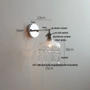 Helnys Clear Glass LED Wall Sconce Pull Chain Switch Modern Iron Bathroom Light