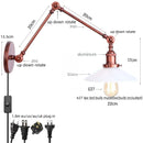 Helnys Adjustable Glass Wall Sconce Pull Chain Switch Industrial Rustic LED Fixture