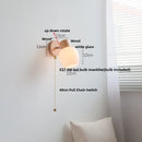 Helnys Nordic Modern Wood Canopy Wall Sconce LED Light Fixture Glass Dining Room