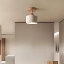 Helnys Yellow Stone Wood LED Ceiling Lamp Modern Nordic Living Room Fixtures