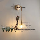 Helnys Adjustable LED Wall Light Clear Glass Copper Socket Bedside Lamp