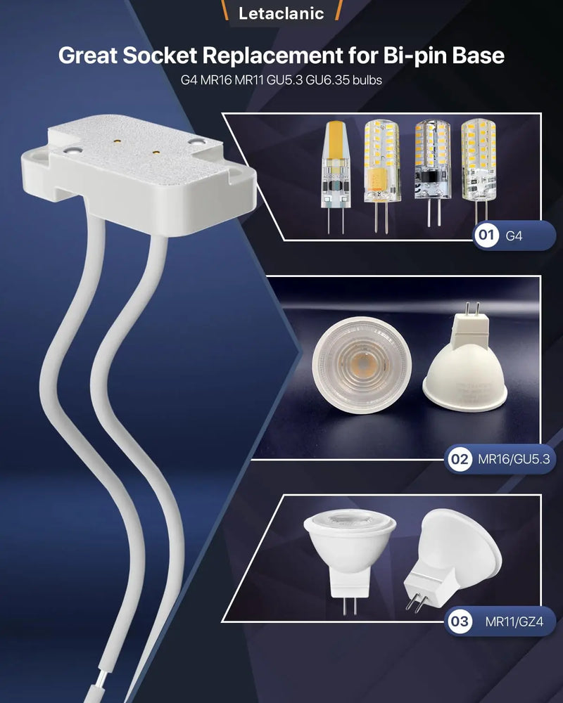 Helnys Ceramic MR16 Lamp Holder Socket - Pack of 10