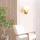 Helnys Wabi Sabi LED Wall Sconce Yellow Travertine Stone Glass Ball Decoration Lamp