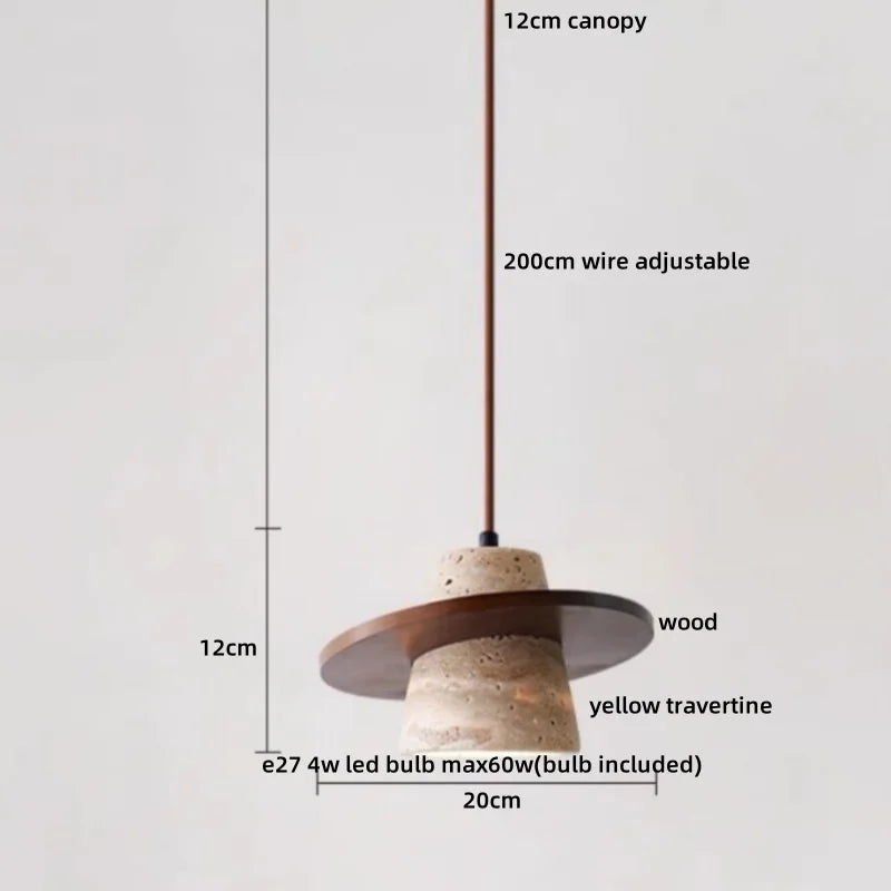 Helnys Yellow Travertine LED Pendant Lights Modern Nordic Hanging Lamp