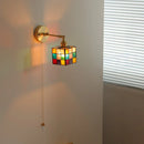 Helnys Colorful Glass LED Wall Lamp Sconce with Pull Chain Switch
