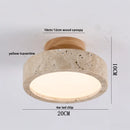 Helnys Modern LED Wood Yellow Travertine Ceiling Light Fixture