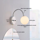 Helnys Round Glass Ball LED Wall Light - Gold Brass Base Nordic Bedroom Bedside Lamp
