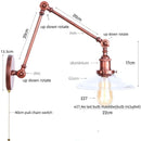 Helnys Vintage Swing Arm Wall Lights with Pull Chain Switch and Glass Ball