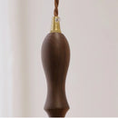 Helnys Green Glass LED Pendant Light with Walnut Wood Knob Switch