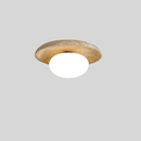 Helnys Japan Style Glass Ball LED Ceiling Light with Yellow Travertine for Home Decor