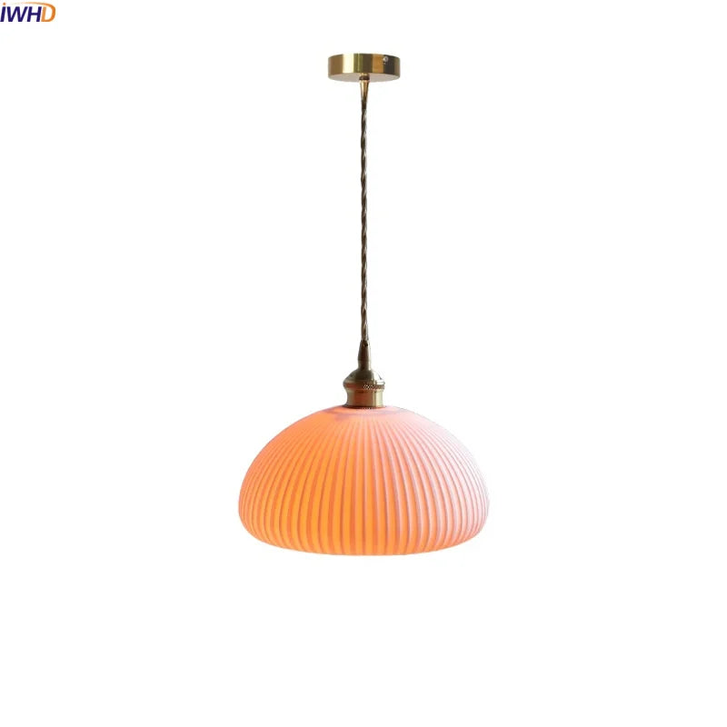 Helnys Ceramic Iron Japan Style LED Pendant Light Fixture
