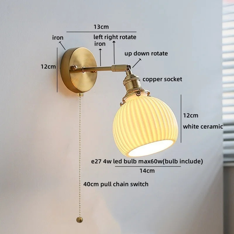 Helnys Pumpkin LED Wall Lamps Glass Nordic Modern Rotate Light