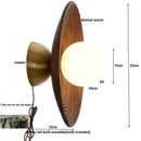 Helnys Nordic LED Wall Light Walnut Wood Glass Bedside Lamp Modern Luminaire